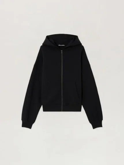 Palm Angels Back Curved Logo Zip Hoodie