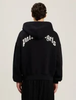 Palm Angels Back Curved Logo Zip Hoodie