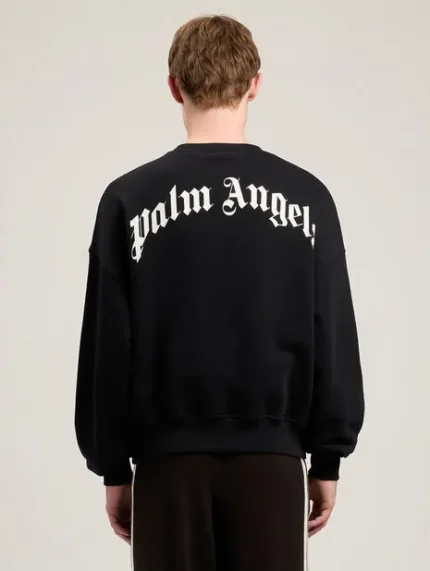 Palm Angels Back Curved Logo Loose Sweatshirt