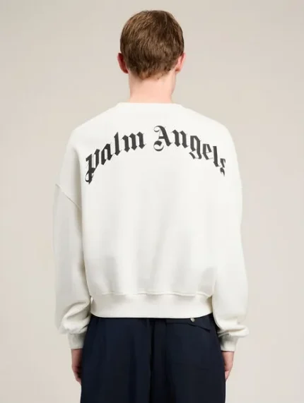 Palm Angels Back Curved Logo Loose Sweatshirt