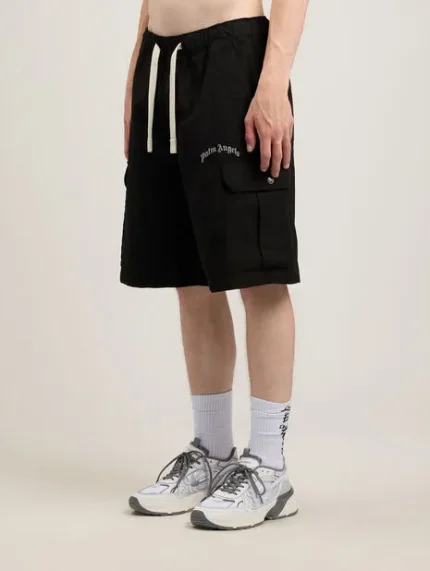 Palm Angels Curved Logo Loose Cargo Shorts