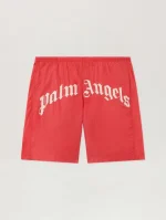 Palm Angels Curved Logo Swimshorts Red