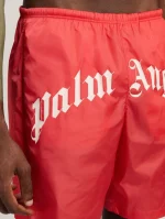 Palm Angels Curved Logo Swimshorts Red