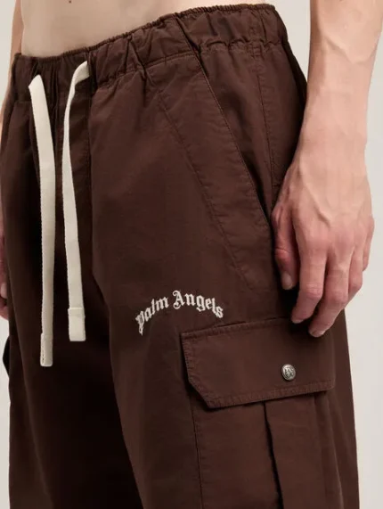 Palm Angels Curved Logo Loose Cargo Shorts