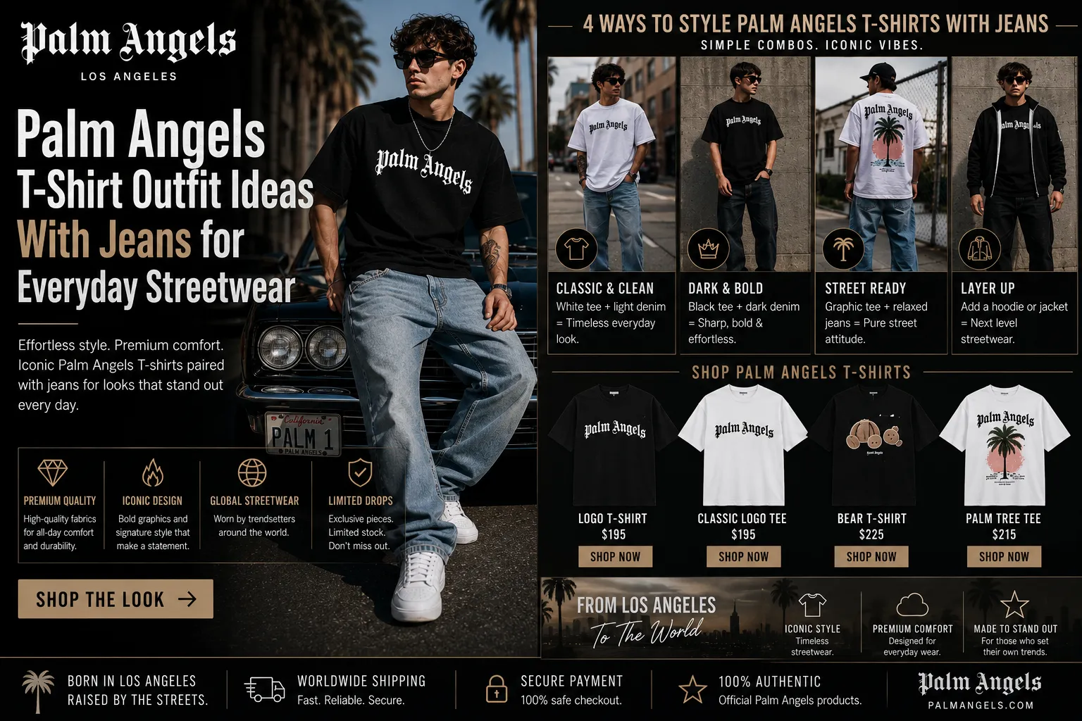 Palm Angels T-Shirt Outfit Ideas With Jeans for Everyday Streetwear